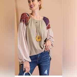 Easel Multicolor Boho Blouse